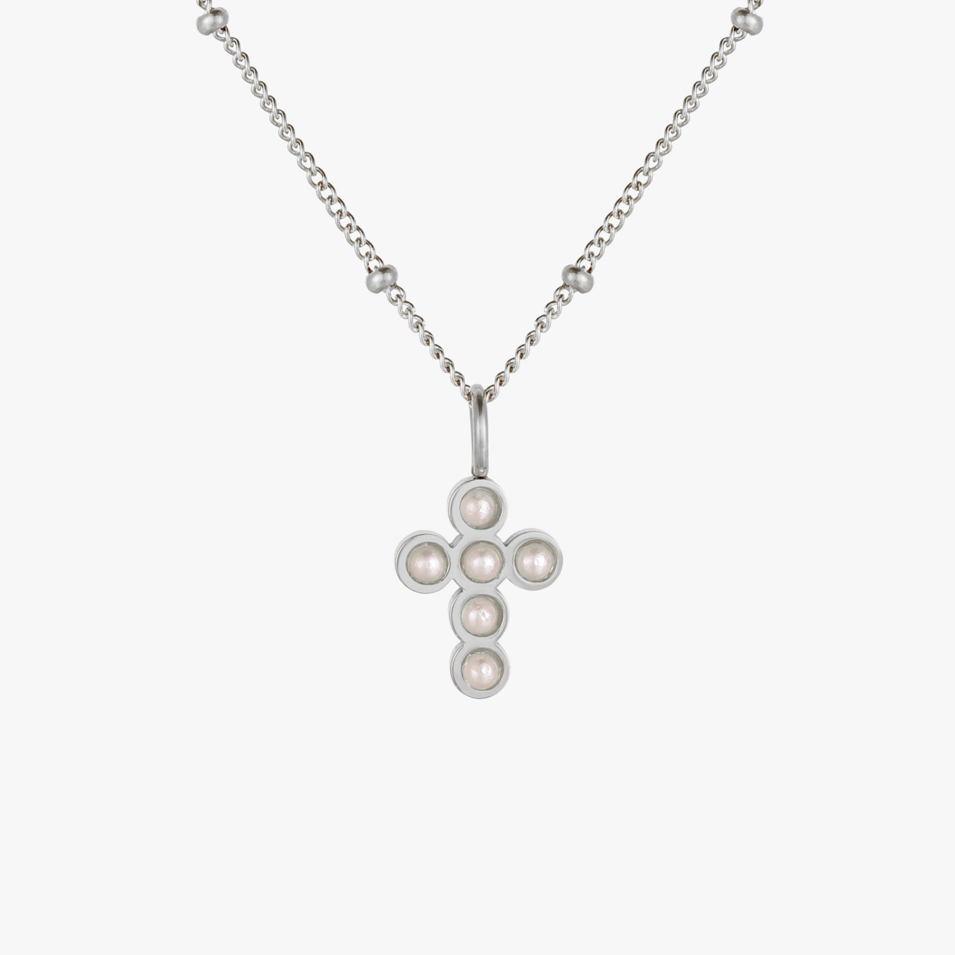 My Saint My Hero Abide Pearl Cross Necklace