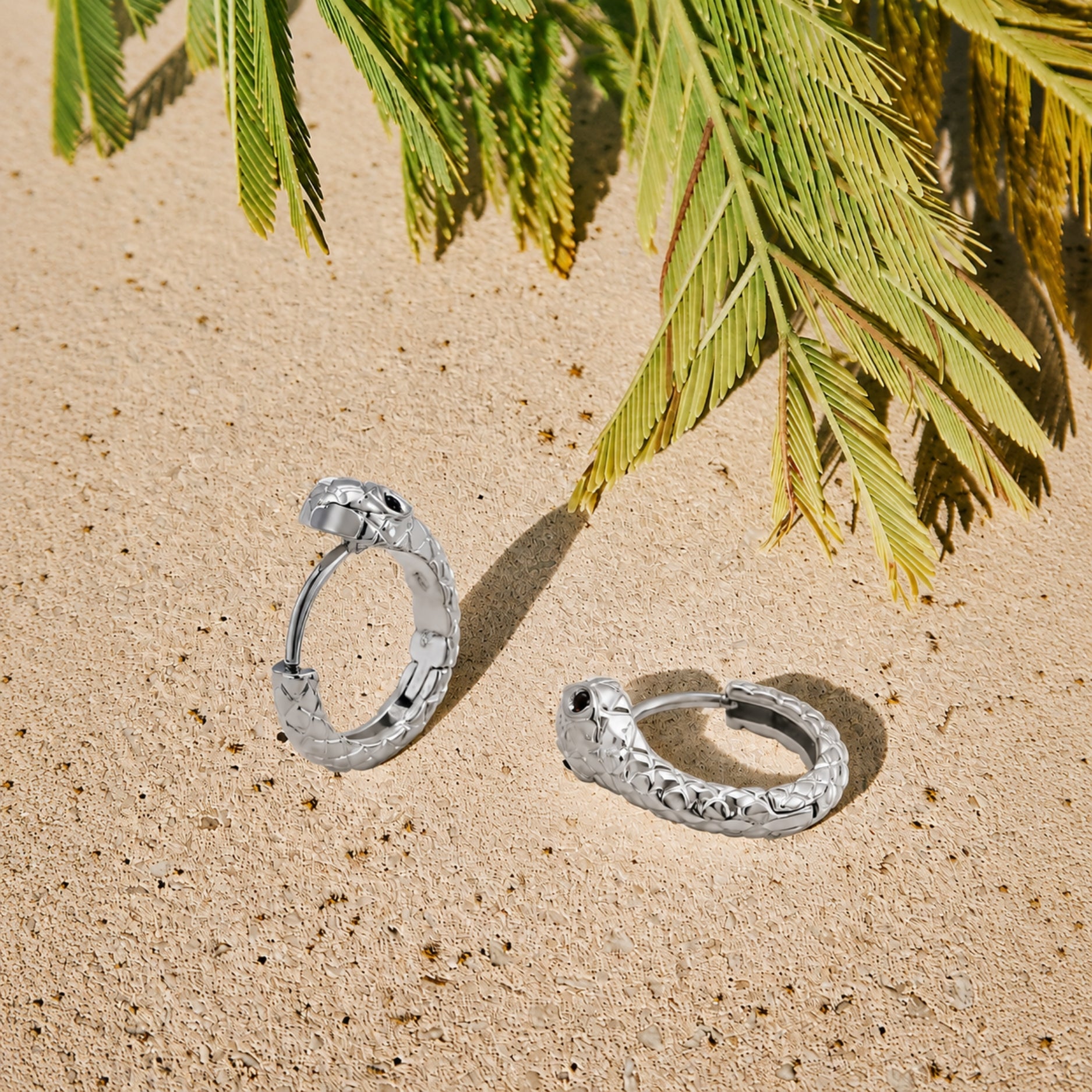Silver Snake Hoops Earrings