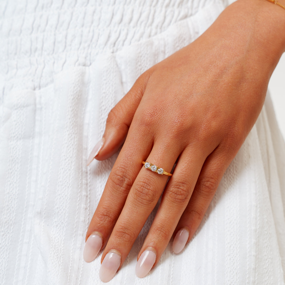Three Crystal Band Ring