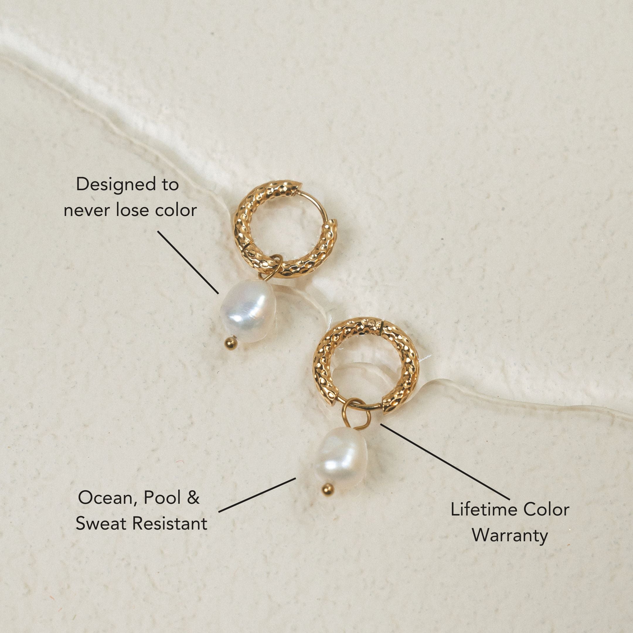 Waterproof Pearl Hoops