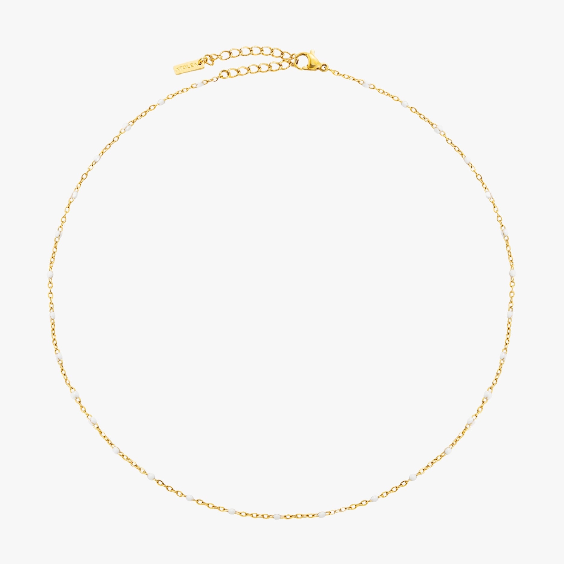 White Beaded Choker Gold