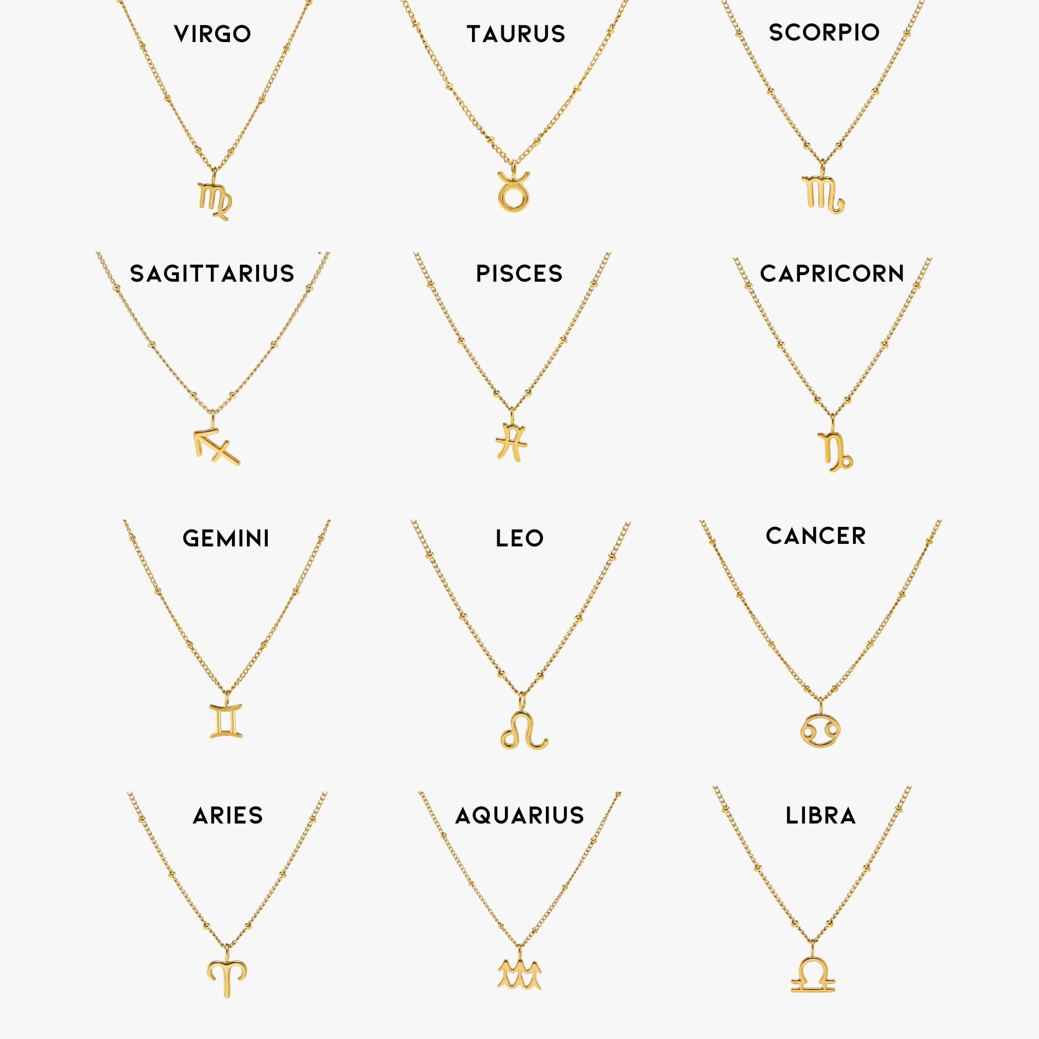 Zodiac Necklace All Zodiac Signs Chart