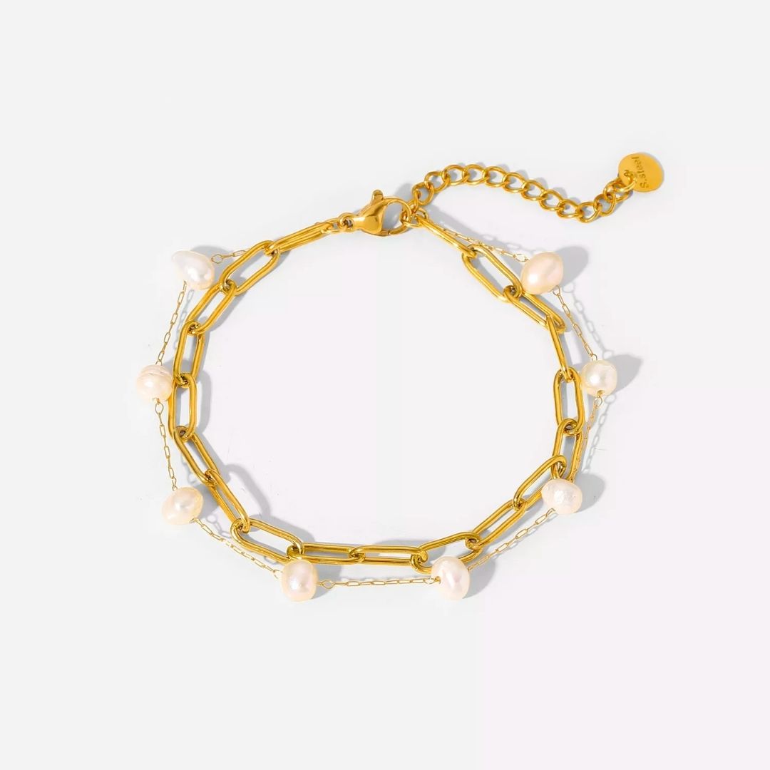 Gold Freshwater Pearl Bracelet