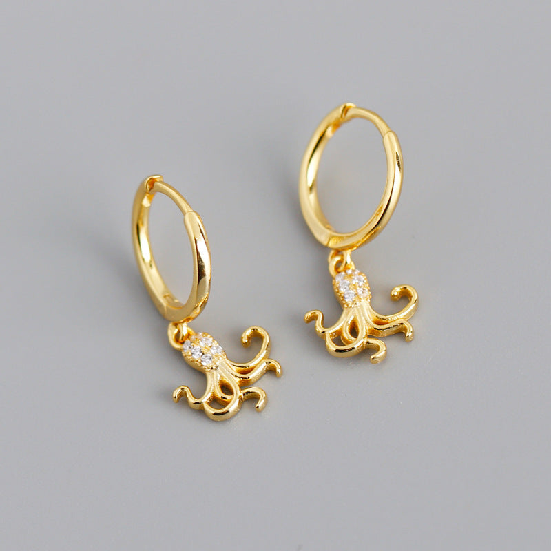Gold Octopus Earrings