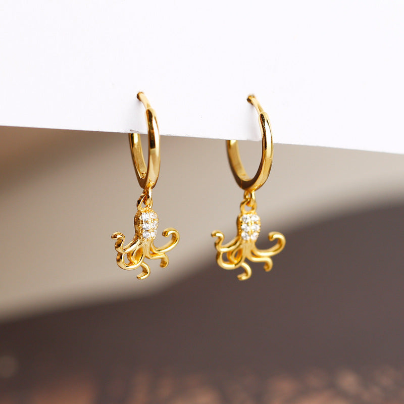 Gold Octopus Earrings