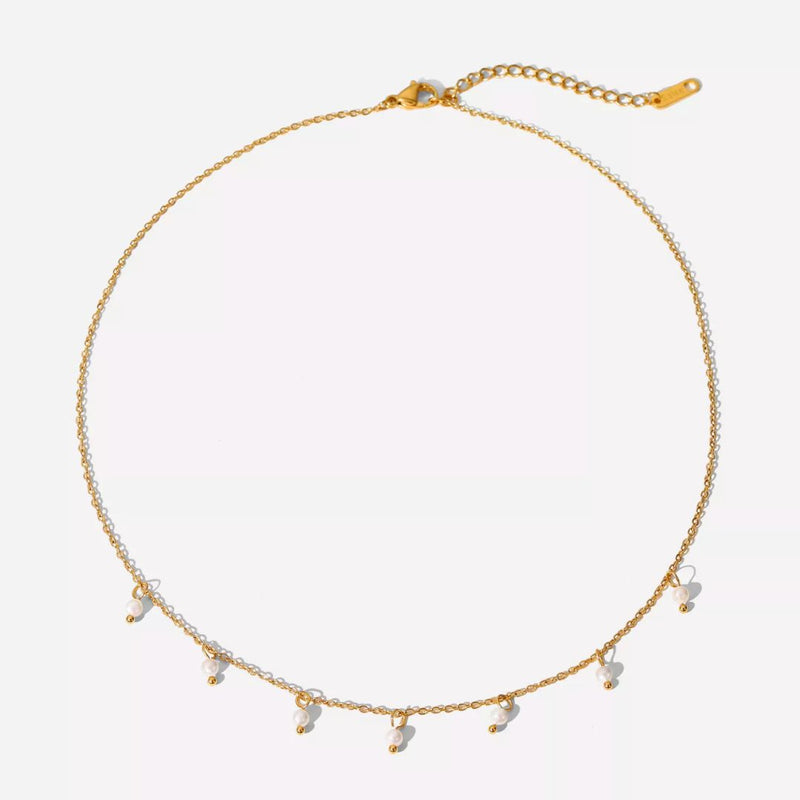 Gold Pearl Droplet Necklace