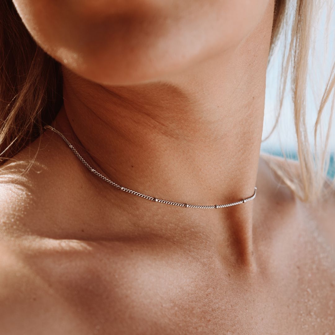 Small silver choker on sale necklace